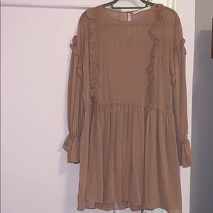 Zara dusty rose lurex ruffle mini dress w/ lining